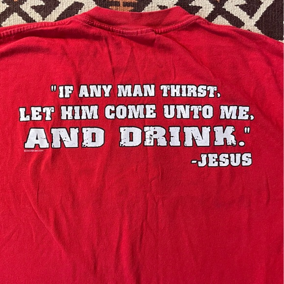 Vintage 2002 Kerusso Heavy Drinker John 7:37 Jesus Back Graphic T-Shirt Large - Picture 4 of 5